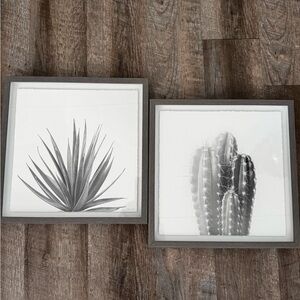 Set of Two Gray and White Botanical Wall Art decor